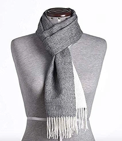 Cozy Alpaca Scarf Luxe Grey White Baby Soft Wrap